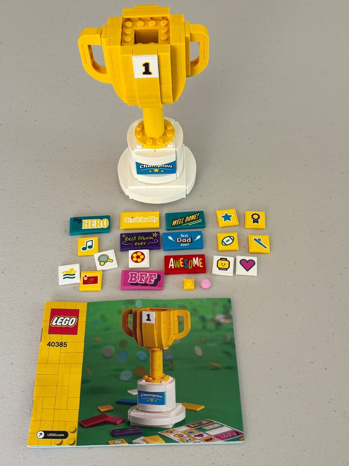 LEGO Iconic: Trophy (40385) Built With Instructions and Sticker Parts