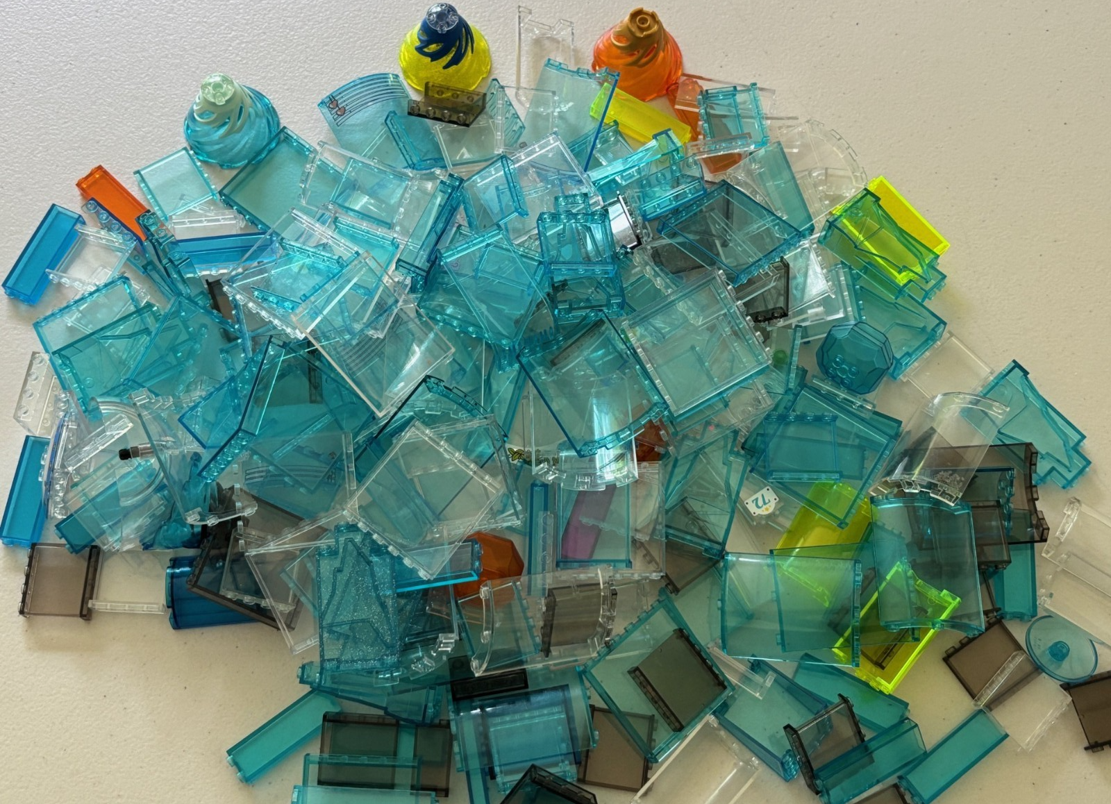 LEGO LOT OF 50 LARGE TRANSLUCENT PARTS WALL PANEL CYLINDER ROCK & MORE BIG PARTS