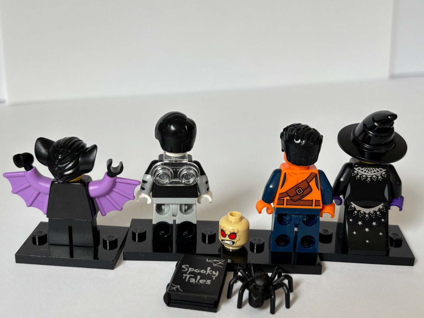 LEGO Lot of 4 Halloween Minifigures Bat Suit Boy Spooky Guy Witch Pumpkin