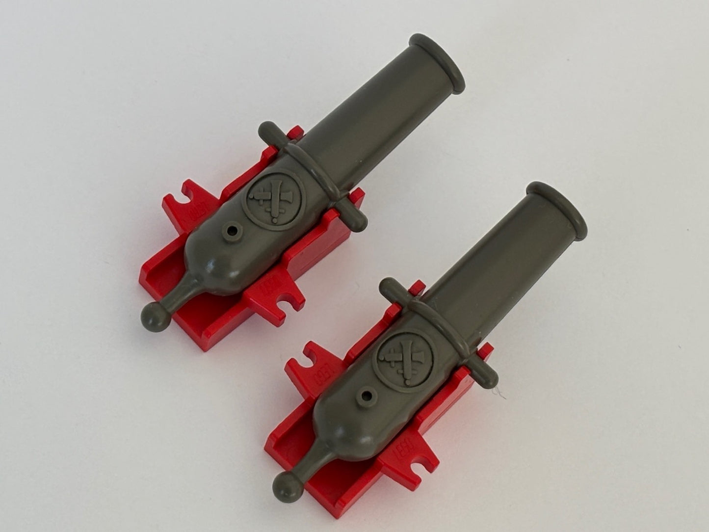 LEGO Lot of 2 Old Dk Gray Cannon Non Shooting w/ Red Base  6270 6245 2527