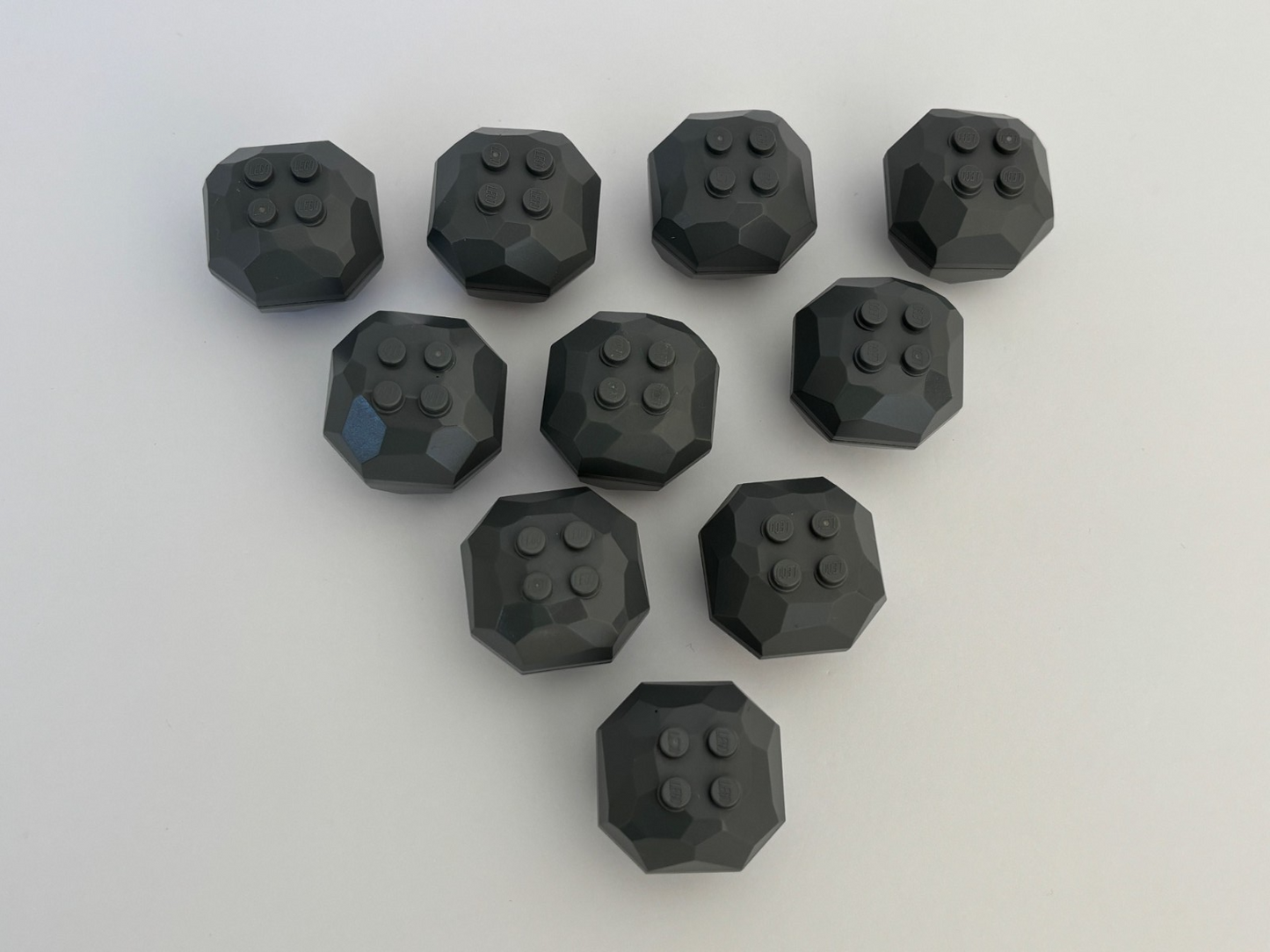 LEGO Lot of 10 Dark Bluish Gray Rocks 4 x 4 Octagonal Boulders