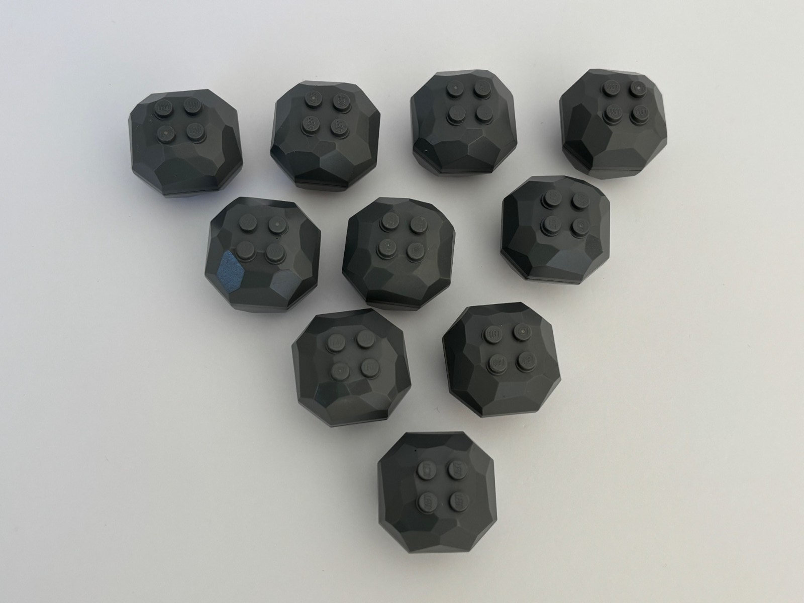 LEGO Lot of 10 Dark Bluish Gray Rocks 4 x 4 Octagonal Boulders