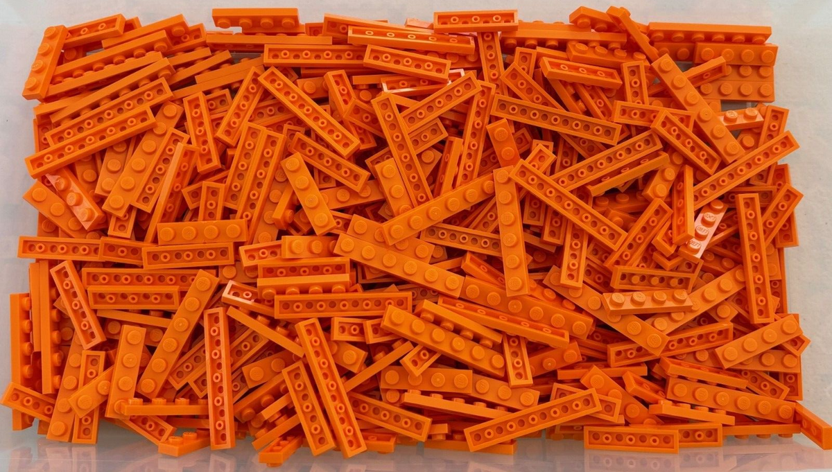 SHIPS FREE!! LEGO LOT OF 100 ORANGE BIG PLATE PLATES 1X4 1X6 PARTS