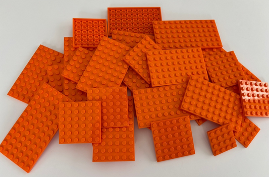 SHIPS FREE Lot of 25 LEGO ORANGE Random Sized Baseplates Base Plate 6X10 6X6 etc