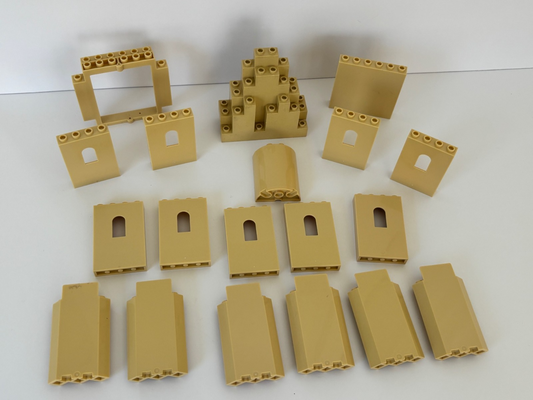 LEGO Tan Castle Walls Windows  Panels Lurp Rock Wall Parts Lot of 19 (Lot A)