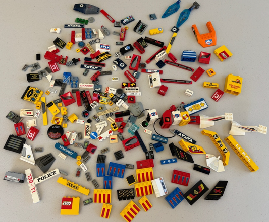 LEGO HUGE LOT of 220 Decorated Stickers Sticker Printed BRICK TILES etc (Lot 21)