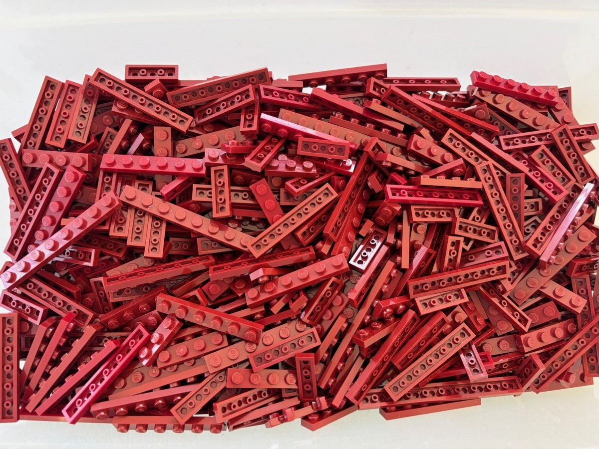 Lego Table Red LEGO LOT OF 100 DARK RED BIG PLATE PLATES 1X3 1X4 1X6 1X8 PARTS – Ship ...