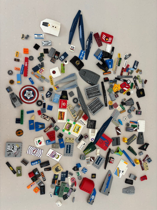 LEGO HUGE LOT of 200 Decorated Stickers Sticker Printed BRICK TILES etc (Lot 11)
