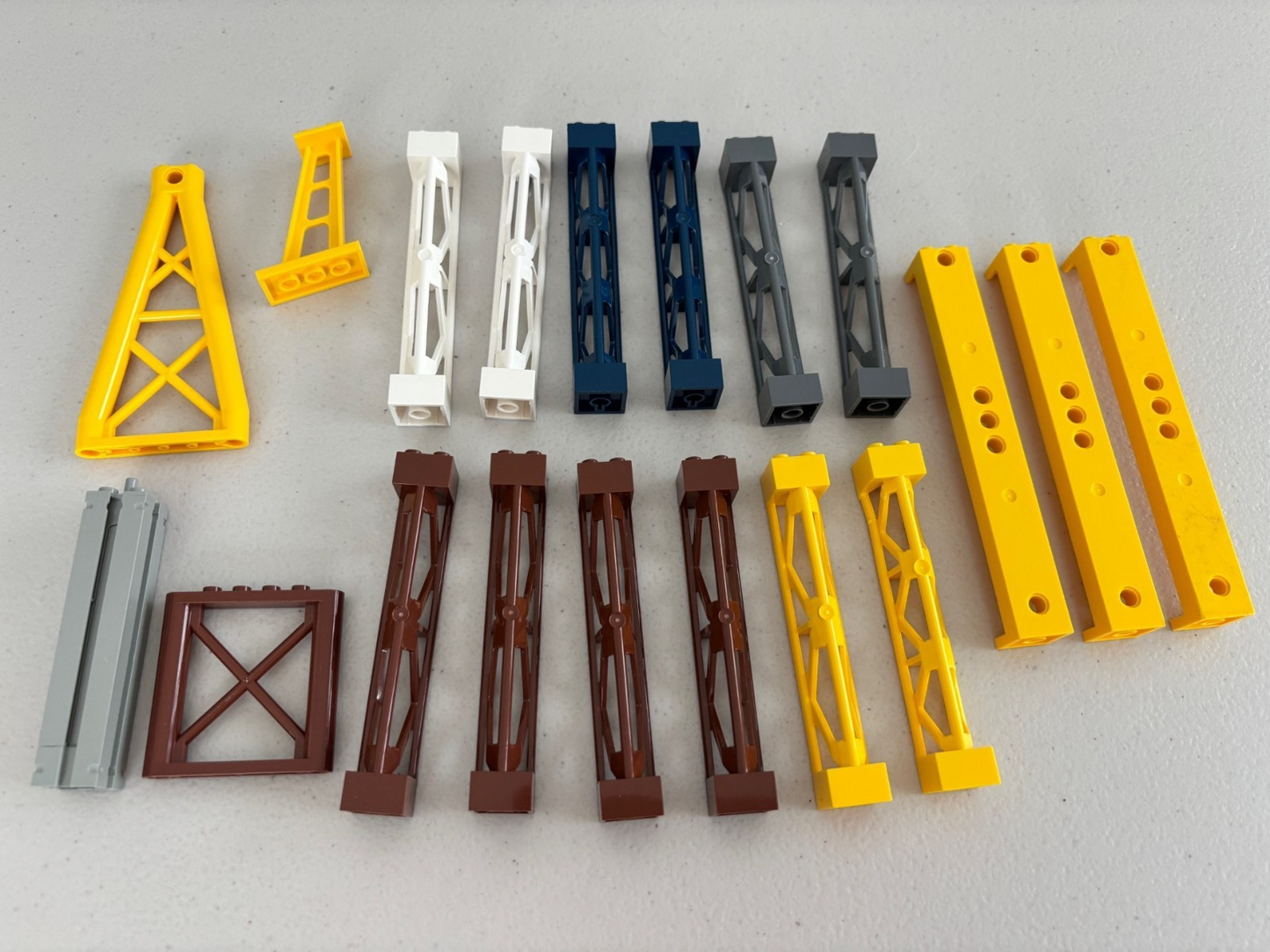 LEGO Lot of 19 Support Girders Columns 2x2x5 Triangular Brown White Gray (A)