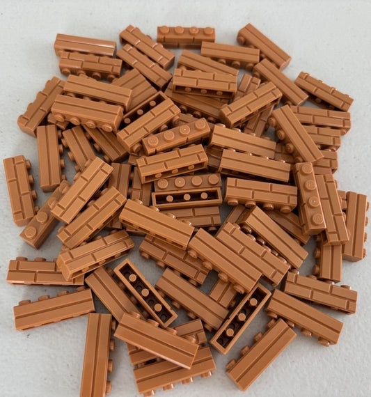 SHIPS FREE!! LEGO 25 Piece 1 x 4 Medium Dark Flesh Nougat Masonry Brick 15533