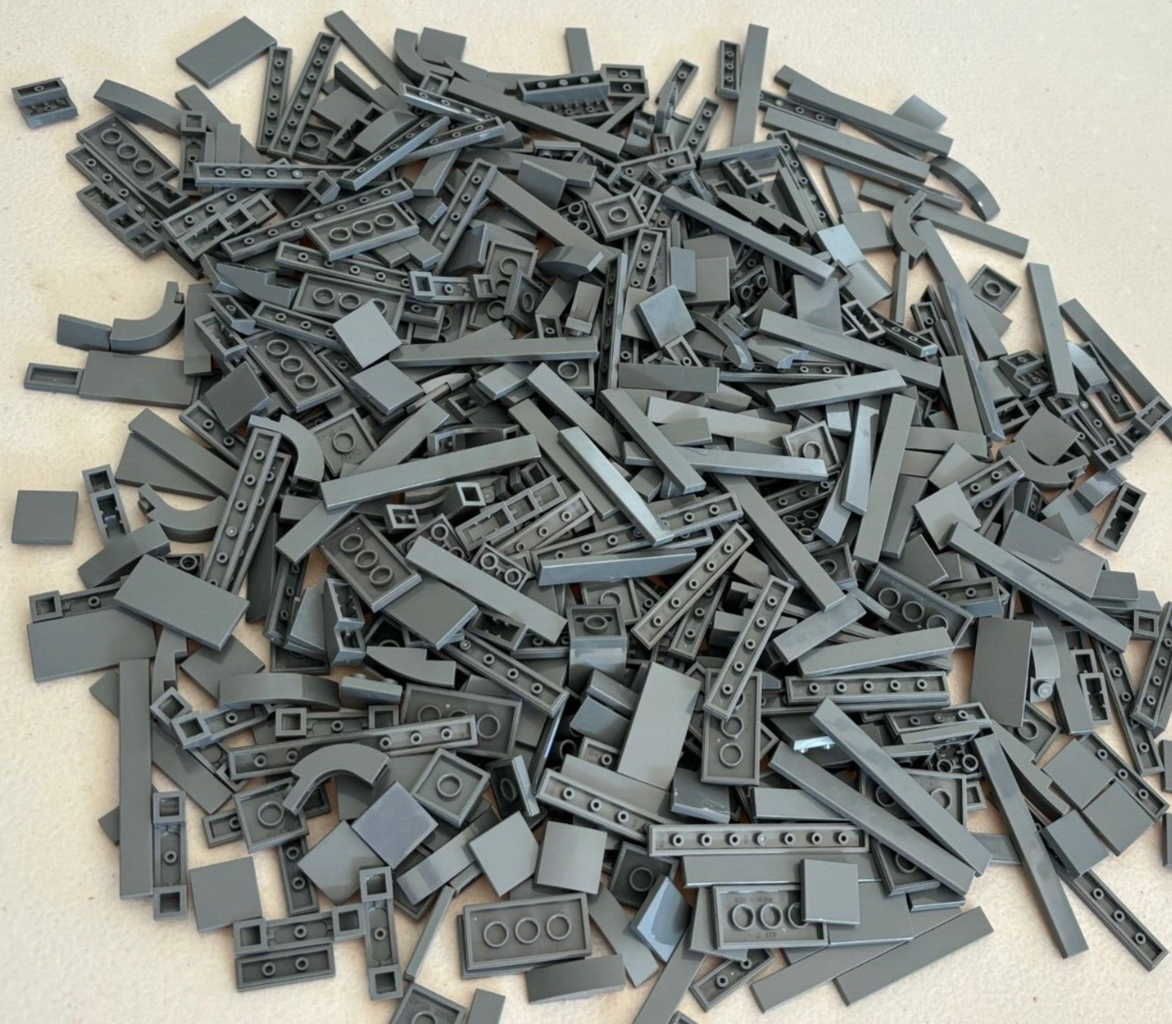 SHIPS FREE! LEGO Lot (60) DARK BLUISH GRAY 2x4 1x4 1x6 1x8 Finishing Smooth Tile