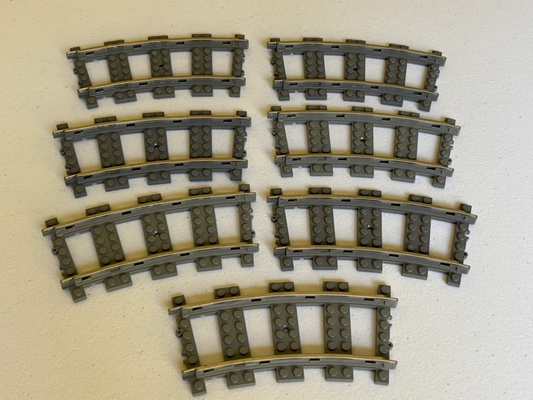 LEGO 9V Train Tracks in Dark Gray Curved 2865 Lot of 7