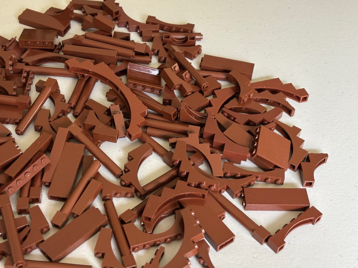 LEGO Lot of 50 REDDISH BROWN Castle Random Mix Arches Wall Panels Bricks Pillars
