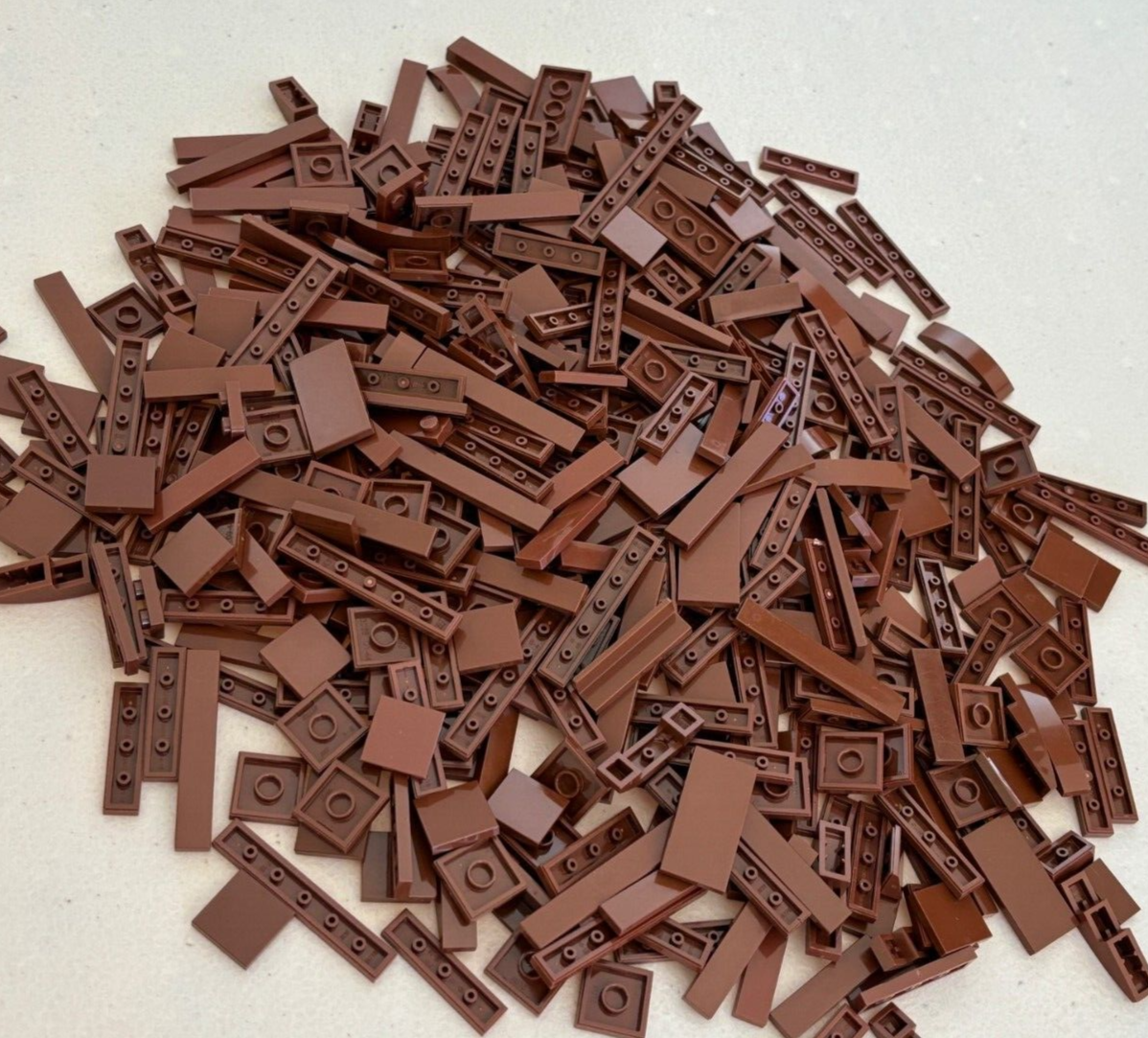 SHIPS FREE!! LEGO Lot 60 REDDISH BROWN 2x2 2x4 1x4 1x6 1x8 Finishing Smooth Tile