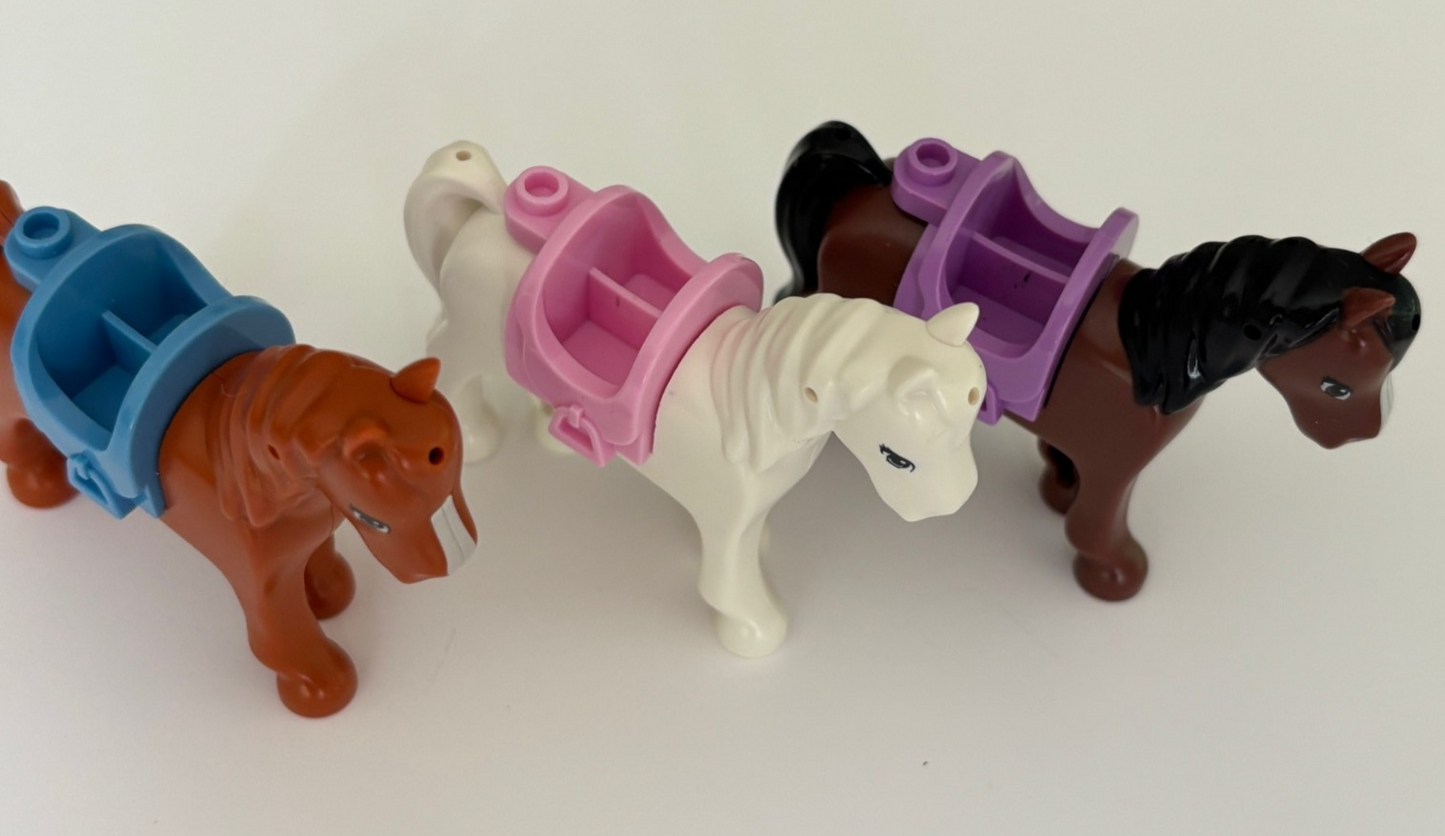 Lego Horse Horses Minifigure Lot of 3 with Saddle