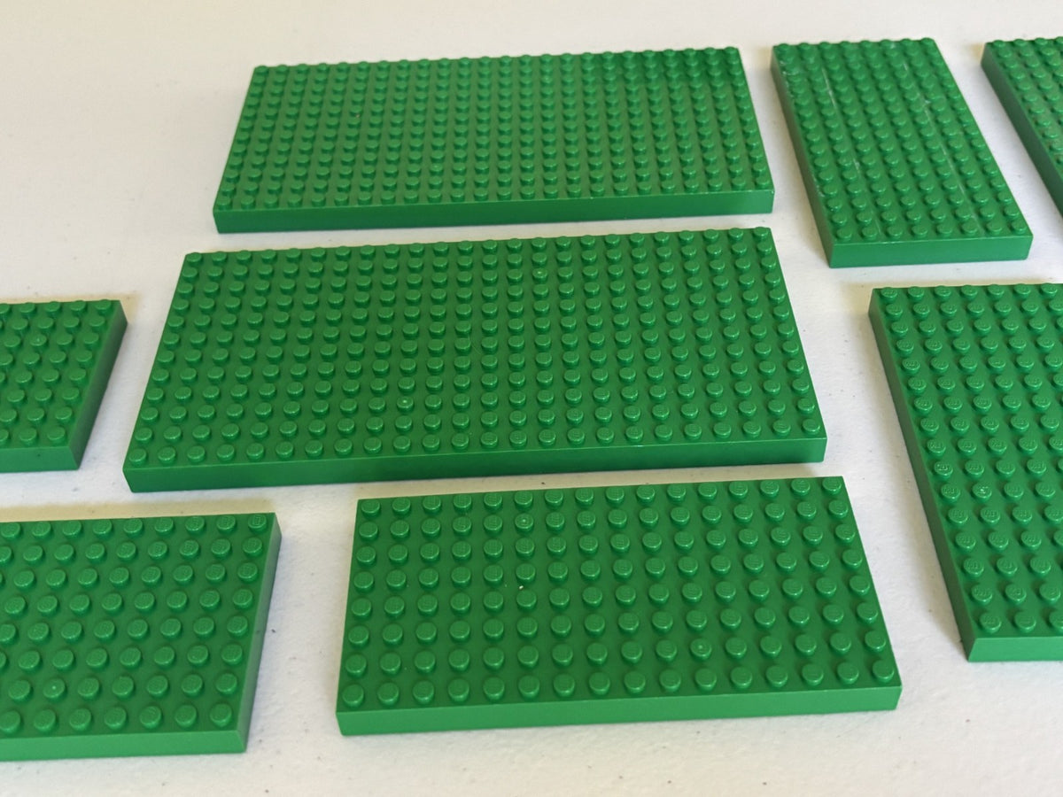 LEGO Lot of 9 Brick 12x 24 Thick Base Plate Castle Black 30072 Green 8x16 8x8