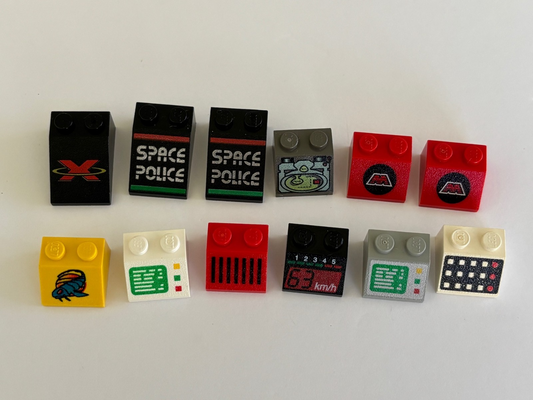 LEGO Lot of 12 Sloped Bricks printed Vintage Control Panel Space Computer (#13)