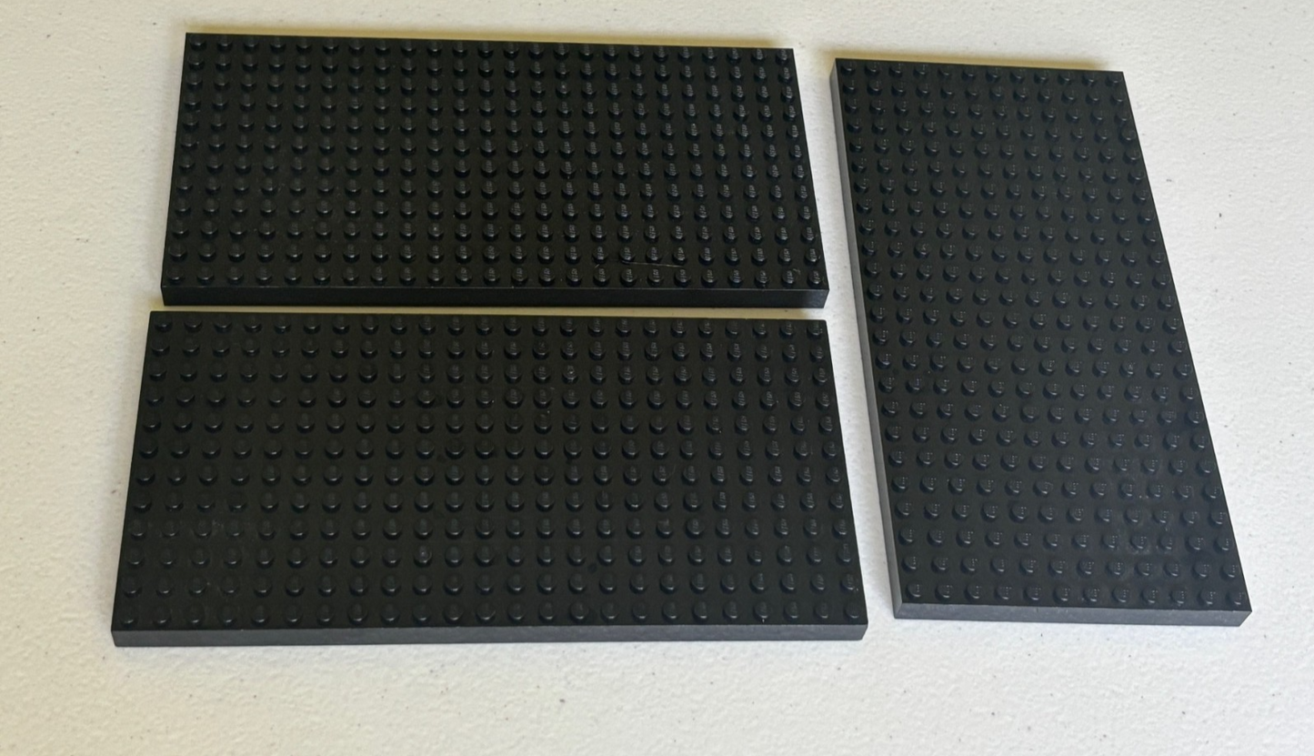 Lego Lot of 3 Brick 12 x 24 Black Thick Plate 30072 Castle Star Wars