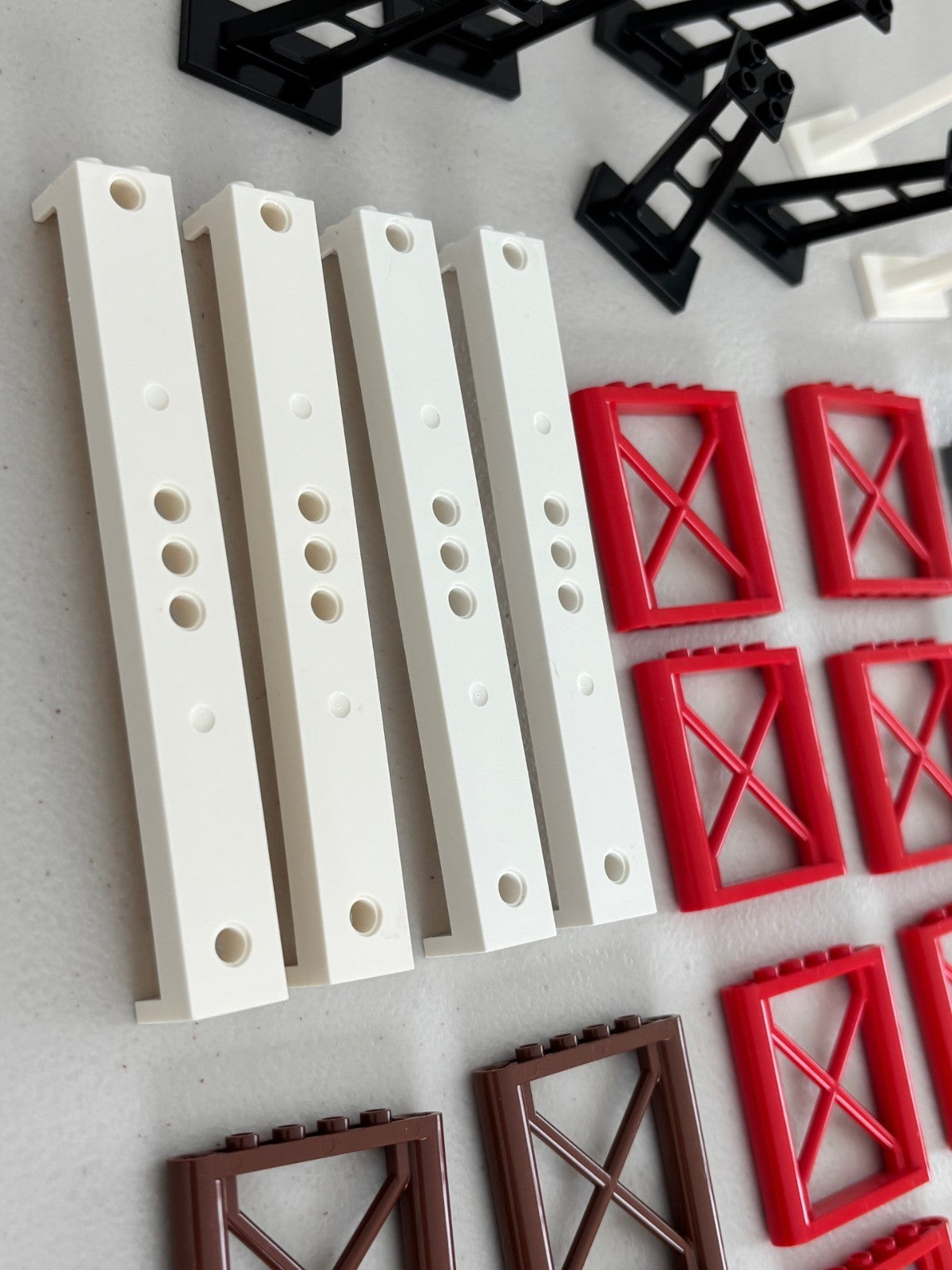 LEGO Lot of 36 Support Girders Columns 2x2x5 Triangular Red Brown White Gray (C)