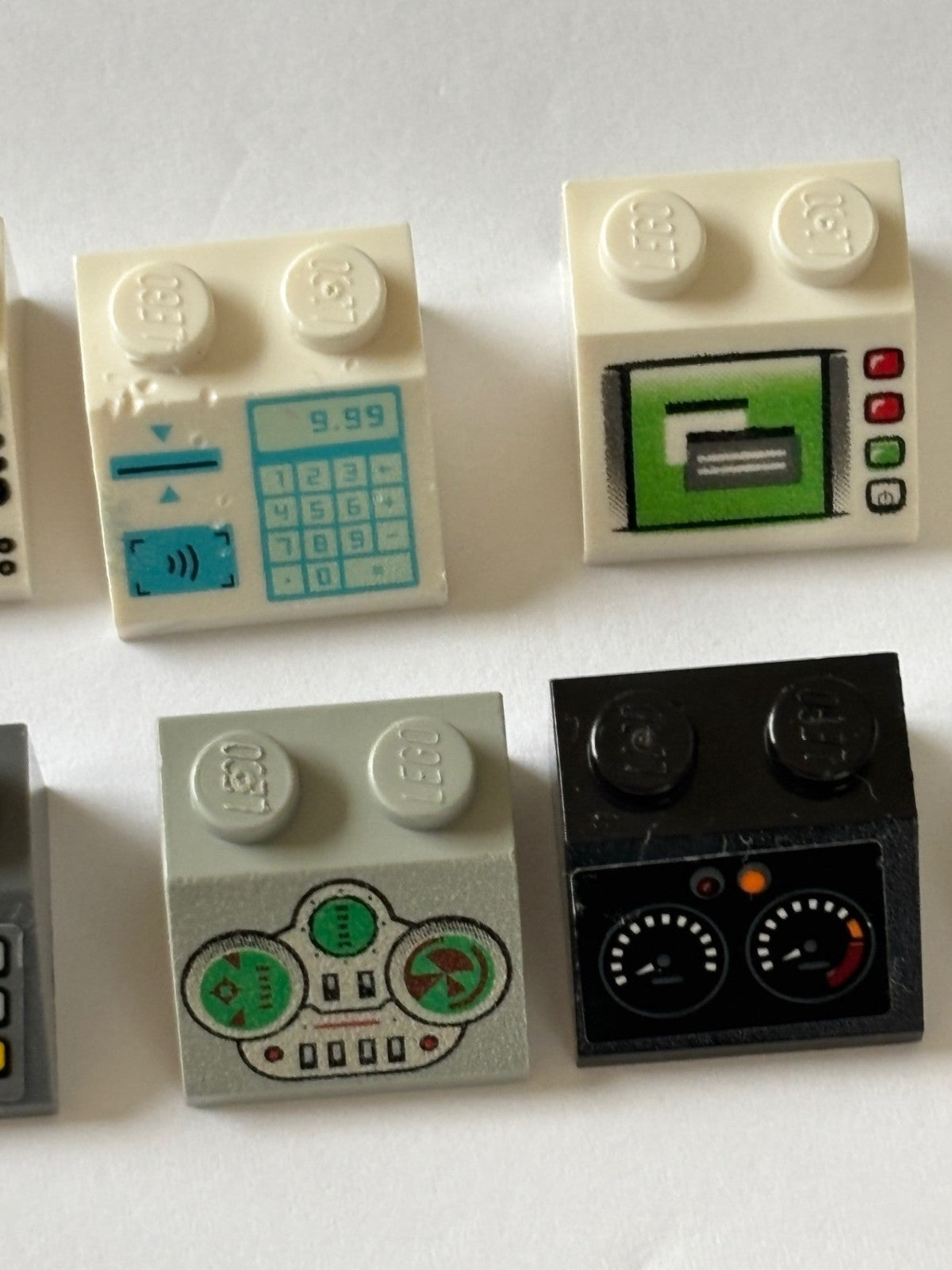 LEGO Lot of 12 Sloped Bricks printed pattern Control Panel Space Computer (#11)