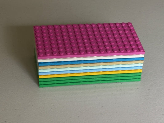 LEGO BULK LOT 10 MIXED COLORS 8X16 8 x 16 STUD BASE PLATES 92438 5" x 2.5" (lotB