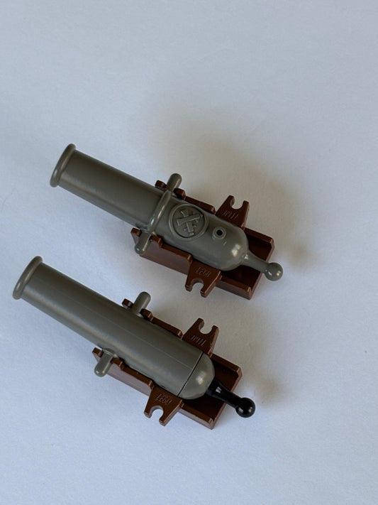 LEGO Gray Cannon with Brown Base 2527 Vintage Pirates Collectors Lot of 2 Shown