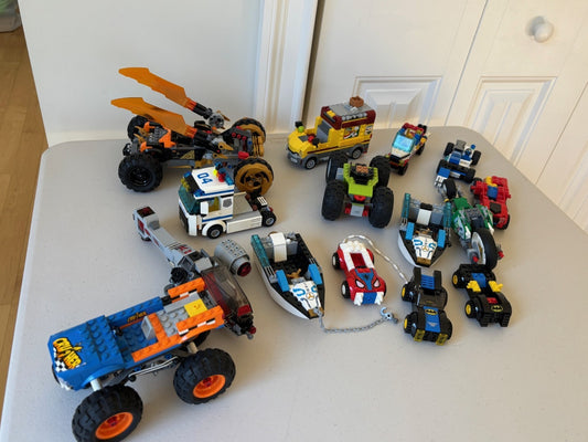 LEGO Lot of 15 Car Monster Dragon Truck Boat Police Parts Lot INCOMPLETE Vehicle