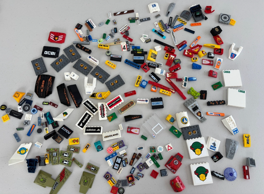 LEGO HUGE LOT of 200 Decorated Stickers Sticker Printed BRICK TILES etc (Lot 13)