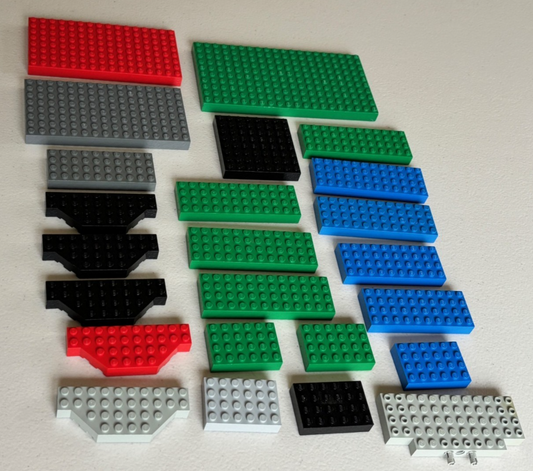 LEGO Huge Lot of 24 8x16 4x12 4x6 etc Thick Brick Baseplate Gray Green Red Blue