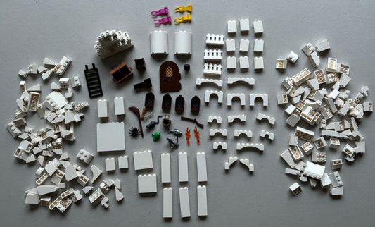 LEGO Parts Lot (185) White Castle Rock Arch Window Bricks Door Slopes Pet  (#11)