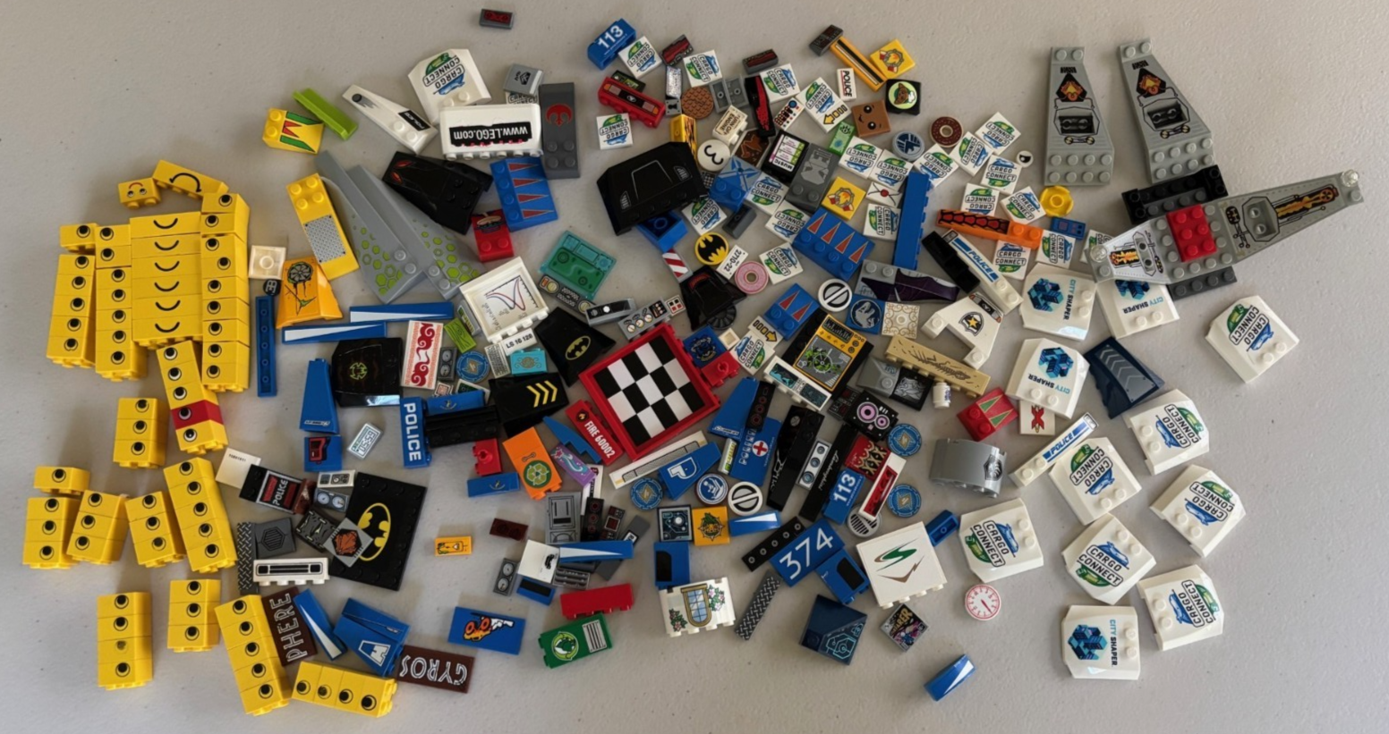 LEGO LOT 100+ PARTS Decorated Decal Sticker Printed BRICKS TILES As Shown