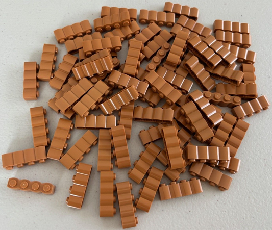 SHIPS FREE!! LEGO MEDIUM NOUGAT Brick 1 x 4 with Log Profile 30137 LOT of 25