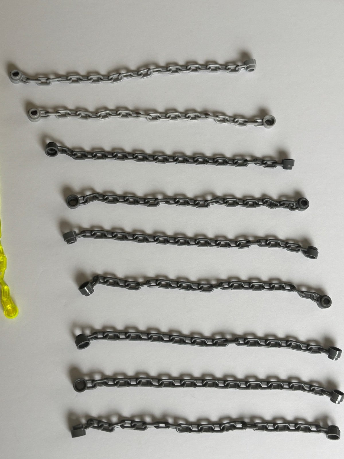 LEGO Lot of 21 Chain Link Connector Ends, String w/ end Studs Gray Gold Orange