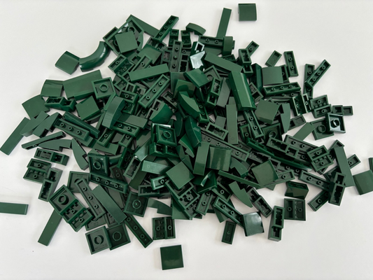 SHIPS FREE!! LEGO Lot of 60 DARK Green  1x4 2x2 1x2 Finishing Smooth Tile Curved