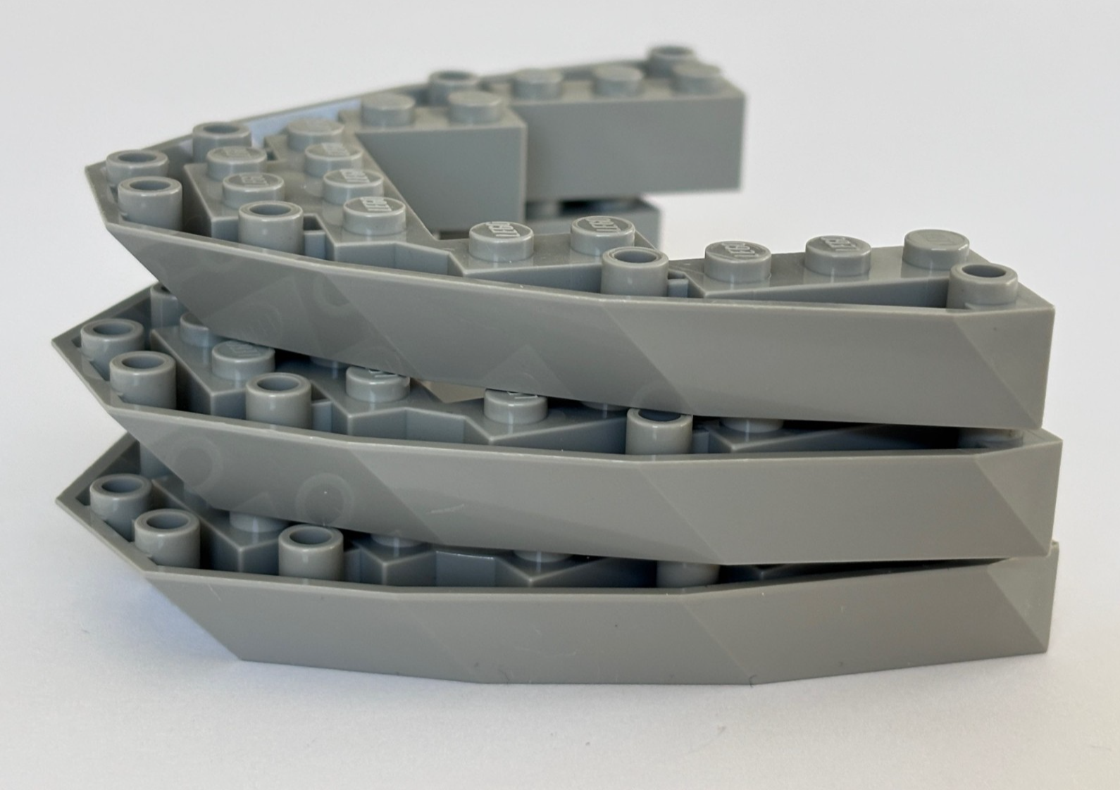 LEGO Boat Hull 2622  Lot of 3 Boat Base Bow Brick Wedge 8x10 Open Old Light Gray