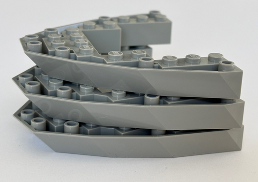 LEGO Boat Hull 2622  Lot of 3 Boat Base Bow Brick Wedge 8x10 Open Old Light Gray