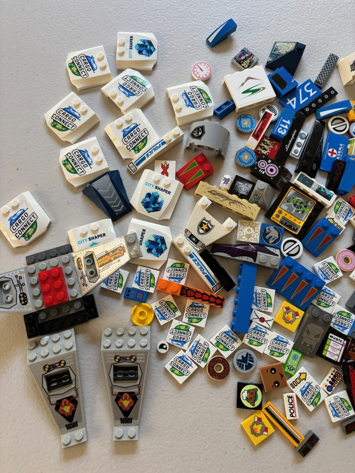 LEGO LOT 100+ PARTS Decorated Decal Sticker Printed BRICKS TILES As Shown