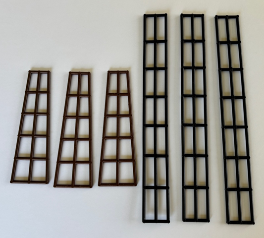 LEGO 3X Mast Rigging Short 16 x 5 Old Brown Boat Pirate Ship & 3X Black Long