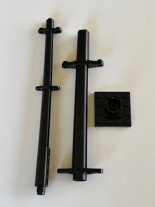 Lego Lot of 3 Black Mast Pieces 2538a 2537a 6274 Pirates Middle Section Top Ship