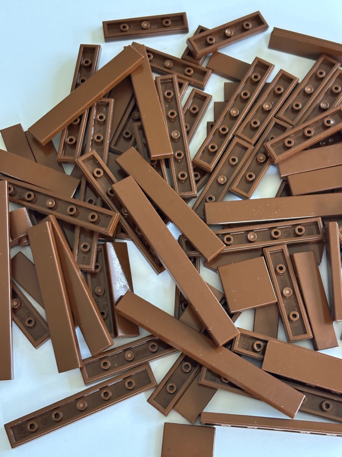 SHIPS FREE! LEGO Lot 60 OLD VINTAGE BROWN  1x4 1x6 1x8 etc Finishing Smooth Tile