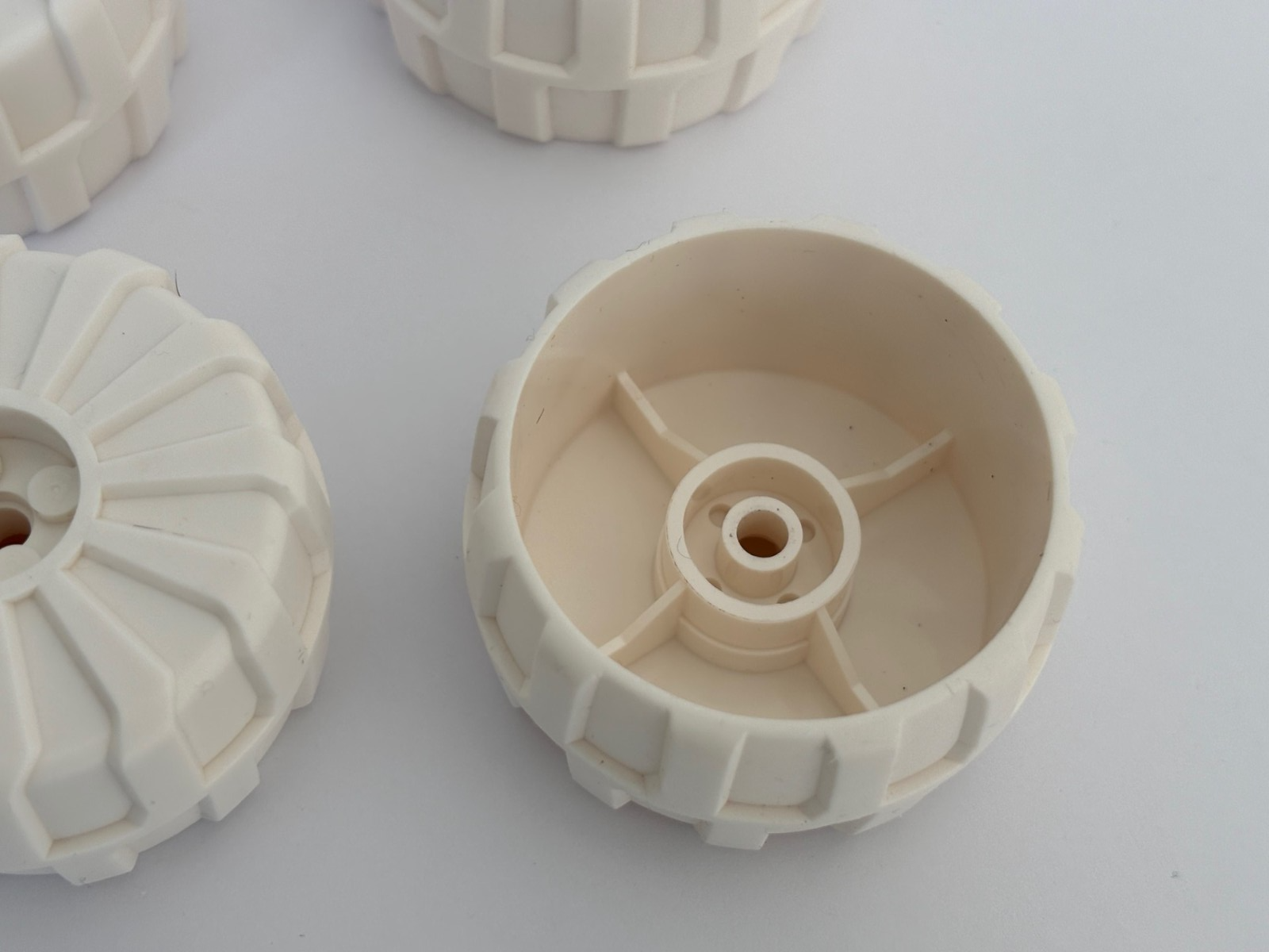 LEGO WHITE Large Hard Plastic Wheels Lot  of 4 -  Part 2515 - 54 mm x 30 mm