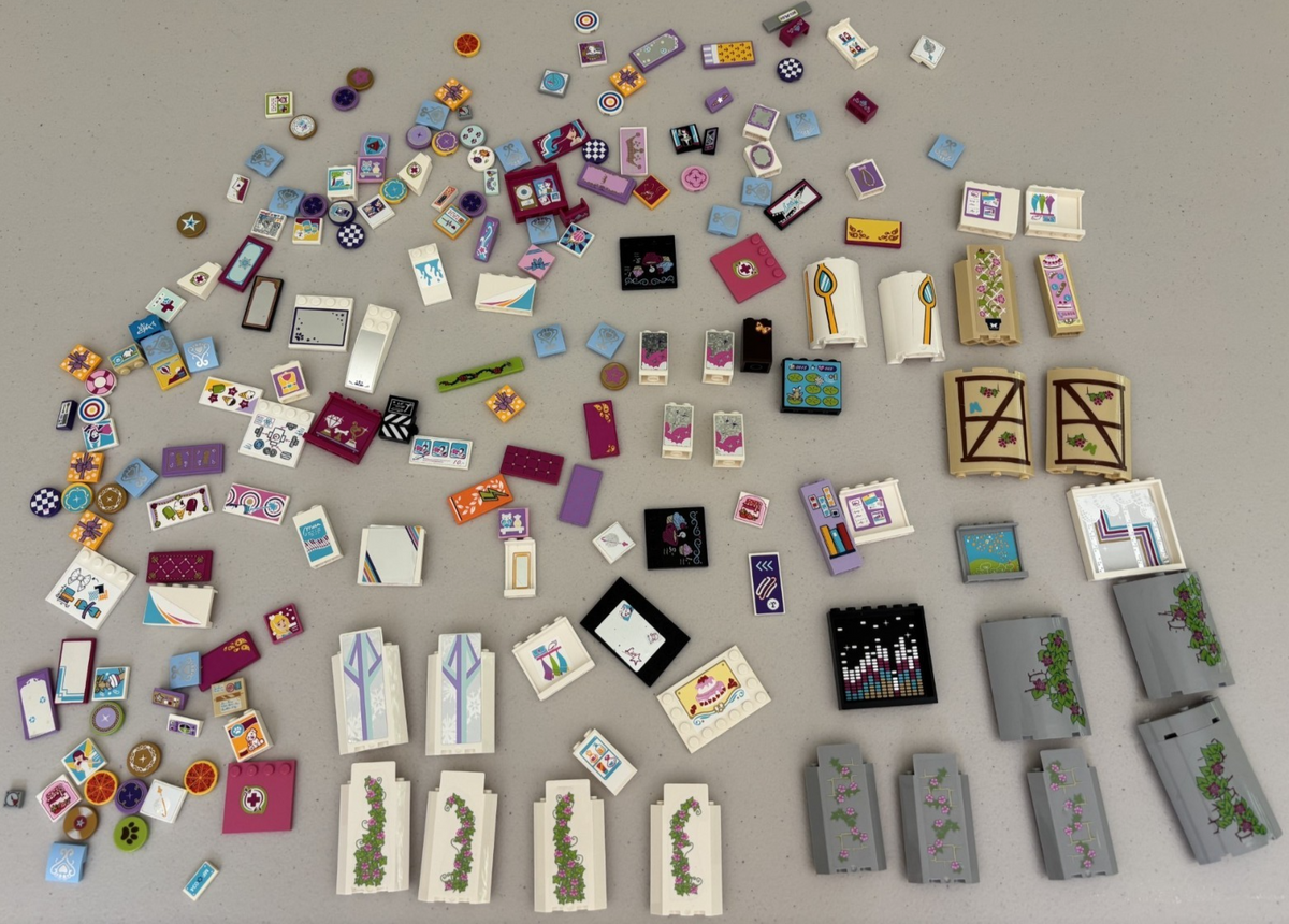 LEGO HUGE LOT of 180 Decorated Stickers Sticker Printed BRICK TILES etc (Lot 4)