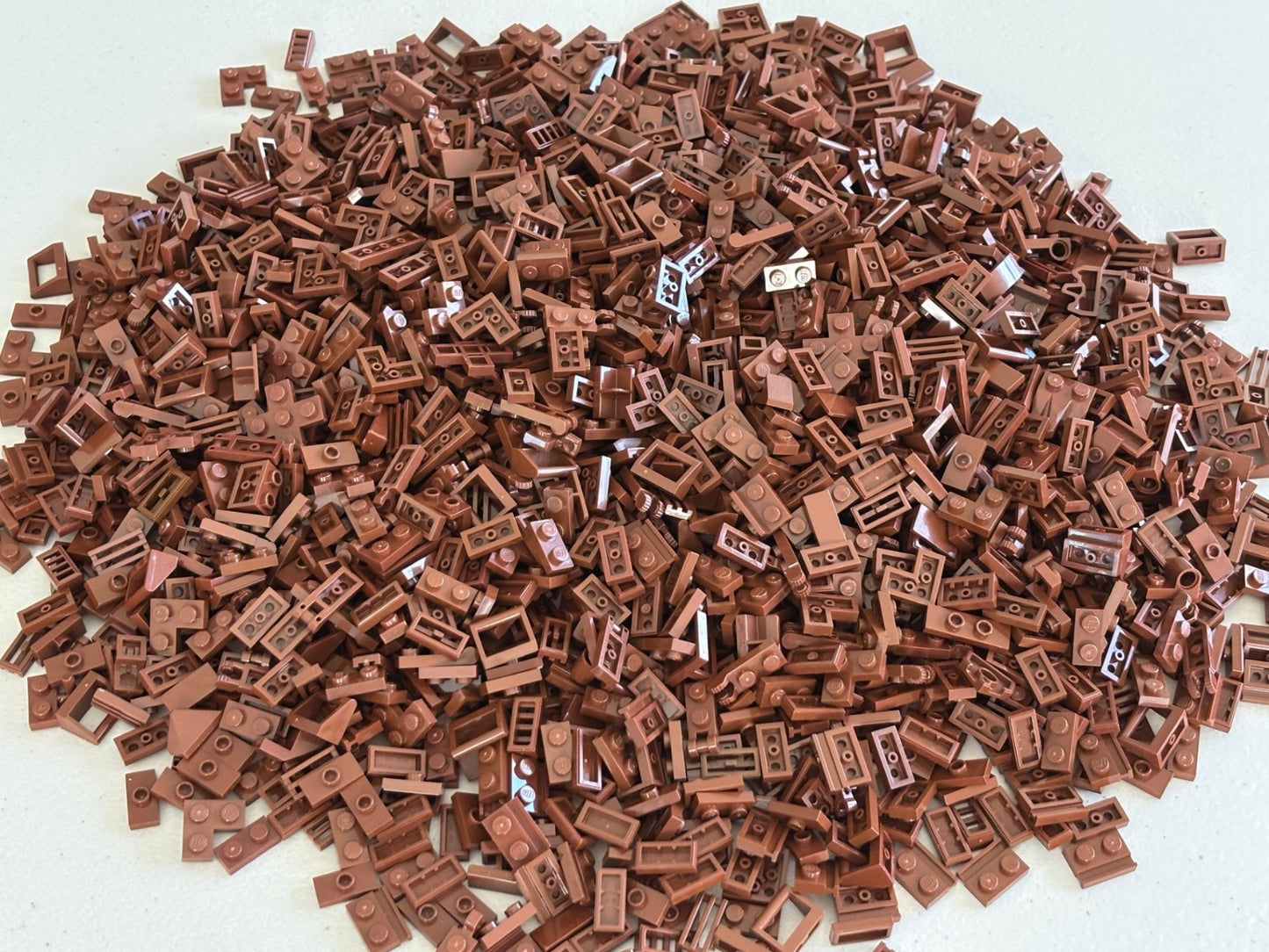 SHIPS FREE! LEGO HUGE Lot (400) REDDISH BROWN 1x2 Plate Tile Handle Parts Mix