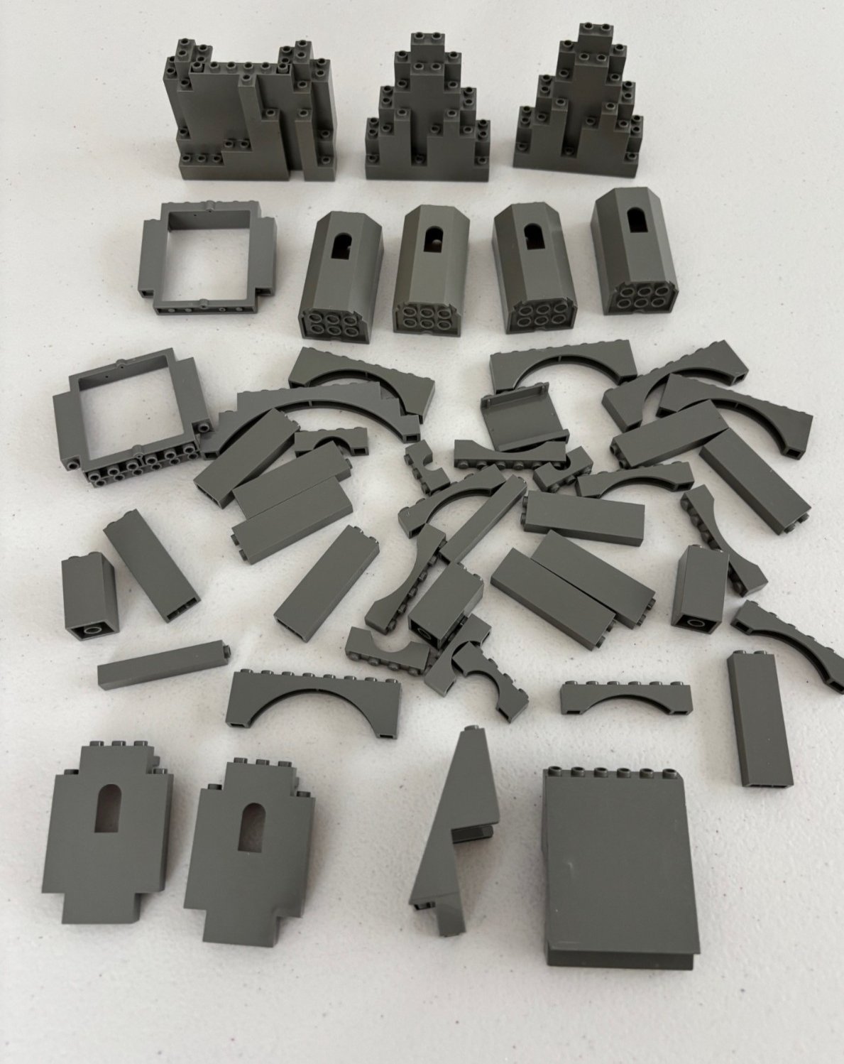 LEGO OLD DARK GRAY  Lot of 50 CASTLE ARCHES TURRET ROCK WALL PANEL LURP BURP (B