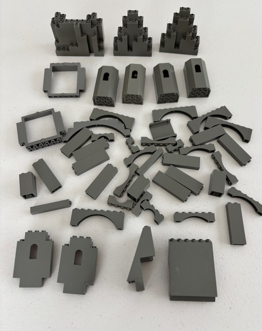 LEGO OLD DARK GRAY  Lot of 50 CASTLE ARCHES TURRET ROCK WALL PANEL LURP BURP (B