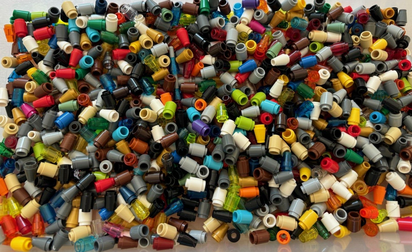 SHIPS FREE!! LEGO Lot of 300 SMALL CONES & ROUND BRICKS 1x1 Mixed Colors