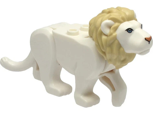 LEGO White Cat Large Lion with Tan Mane & Bright Light Blue Eyes Moveable Part