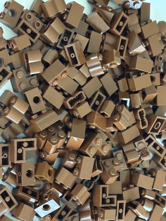 SHIPS FREE LEGO OLD VINTAGE BROWN BRICK 1X2 1 X 2 MIXED LOT 100 PART LOG PROFILE