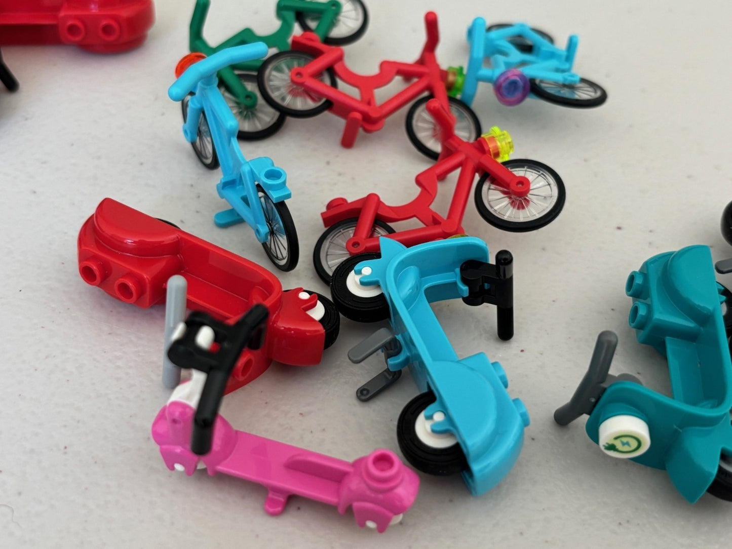 LEGO Lot of 10 Friends Bicycles City Town Bike Vespa Scooter Random Mix