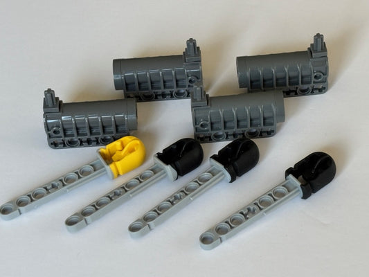 LEGO Technic Lot of 4 Gray Launcher Cannon 57029 and 4 Projectile Arrow Dart (1)